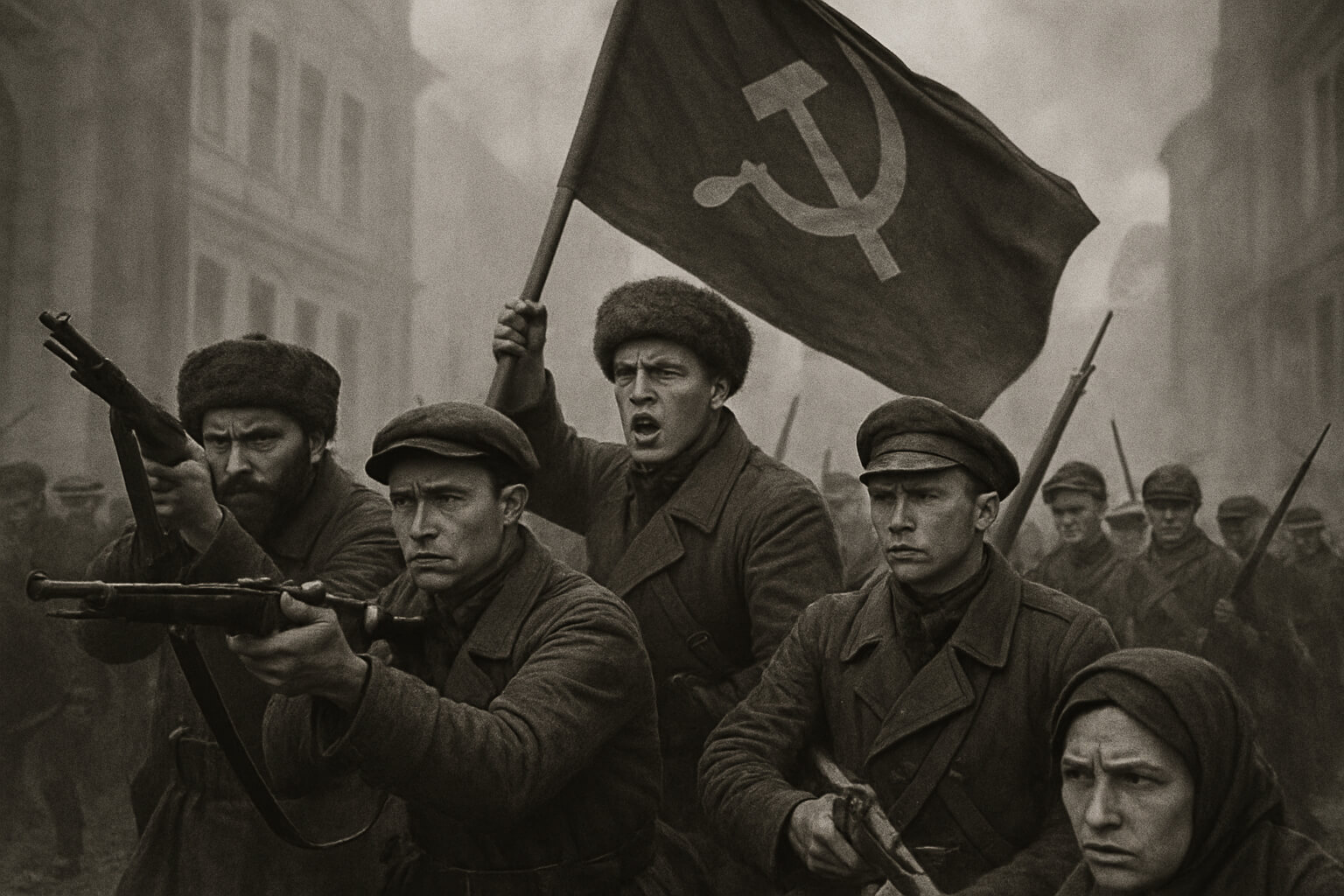 تصویری از مبارزان کمونیست در روزهای انقلاب کمونیستی اکتبر ۱۹۱۷